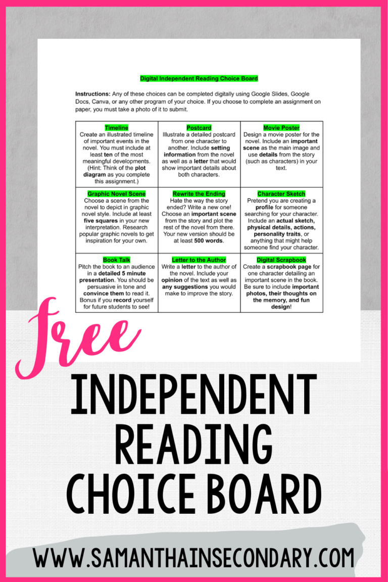 independent reading assignments for high school